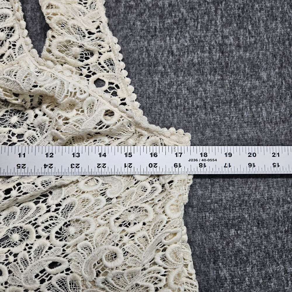 Moyna Vest Women Medium Ivory Anthropologie Crochet Lace Open Front Boho Cotton - Picture 8 of 8